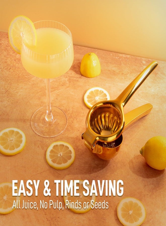Zulay Kitchen Lemon Squeezer Stainless Steel - Premium Quality, Heavy Duty Solid Metal Squeezer Bowl - Large Manual Citrus Press Juicer and Lime Squeezer Stainless Steel - Gold - Image 3