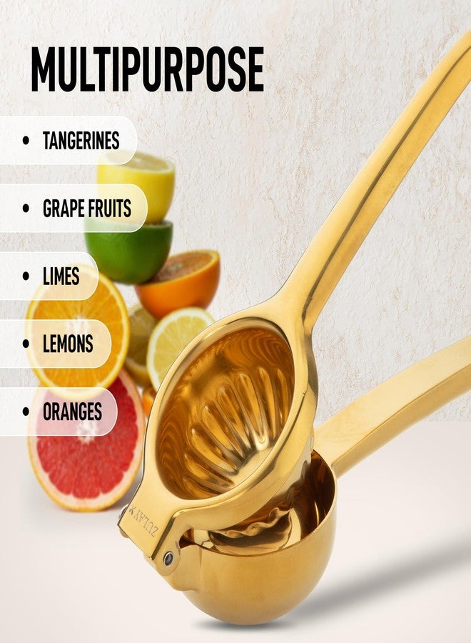 Zulay Kitchen Lemon Squeezer Stainless Steel - Premium Quality, Heavy Duty Solid Metal Squeezer Bowl - Large Manual Citrus Press Juicer and Lime Squeezer Stainless Steel - Gold - Image 5