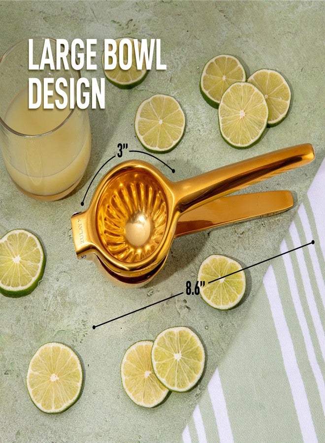 Zulay Kitchen Lemon Squeezer Stainless Steel - Premium Quality, Heavy Duty Solid Metal Squeezer Bowl - Large Manual Citrus Press Juicer and Lime Squeezer Stainless Steel - Gold - Image 2