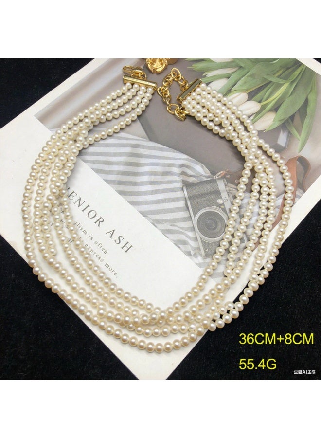 LumiArk Elegant Multi - Strand White Pearl Necklace - Image 3