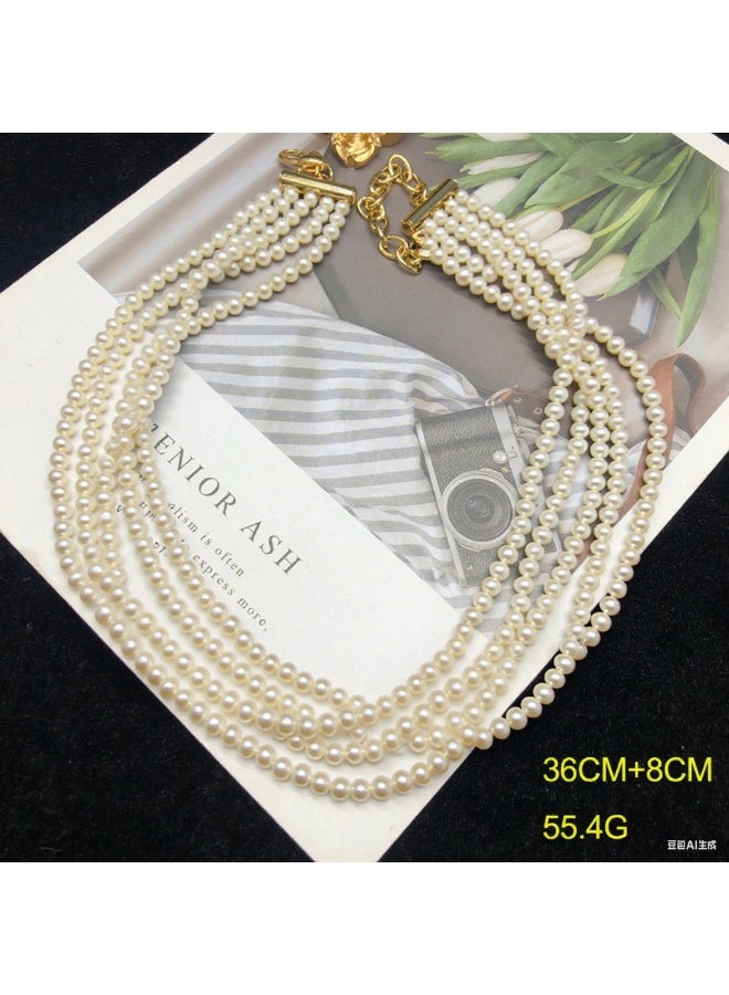 LumiArk Elegant Multi - Strand White Pearl Necklace - Image 5