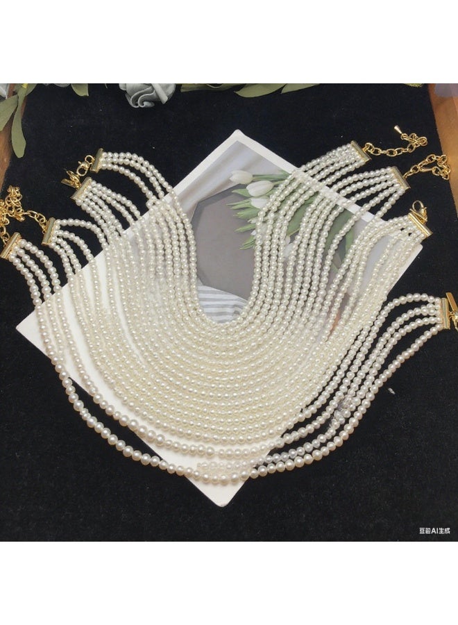 LumiArk Elegant Multi - Strand White Pearl Necklace - Image 4