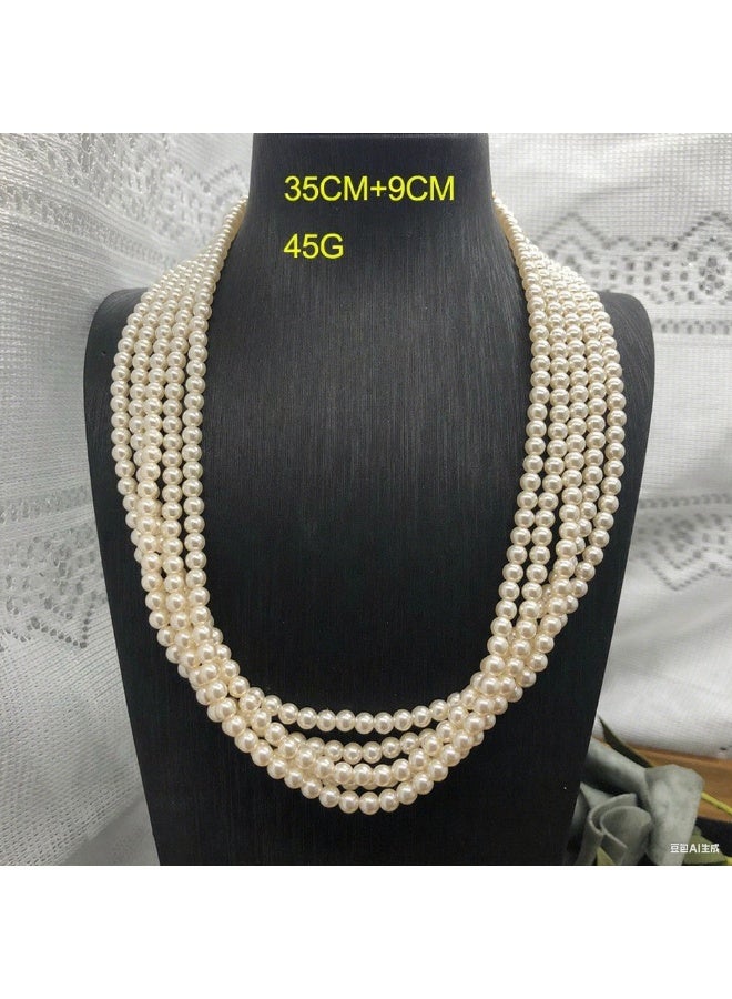 LumiArk Elegant Multi - Strand White Pearl Necklace - Image 1
