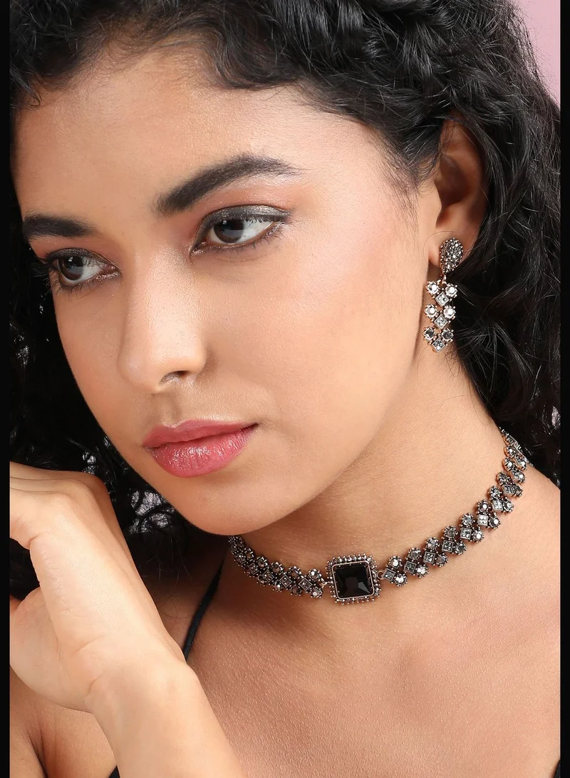 SOHI Gold Plated Designer Stone Party Wear Necklace and Earring Set For Women
