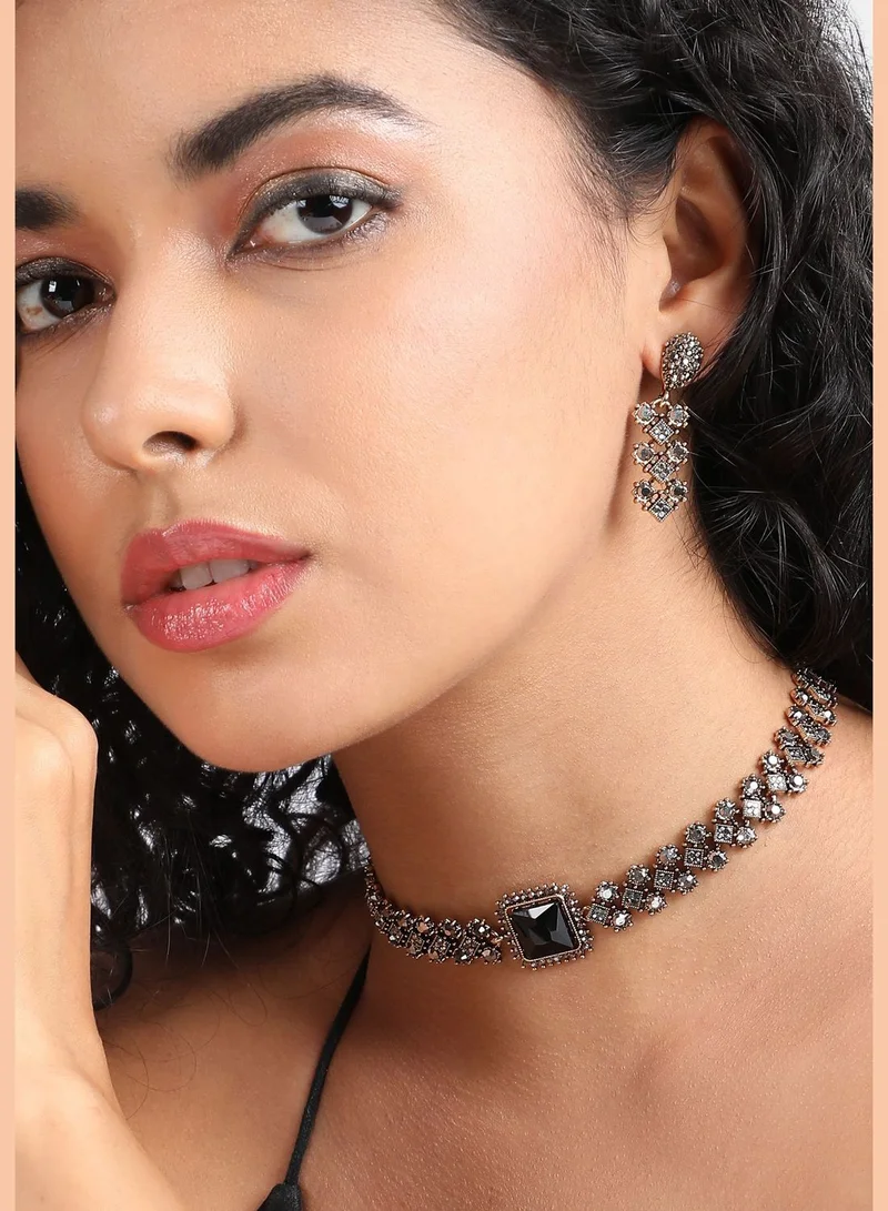 SOHI Gold Plated Designer Stone Party Wear Necklace and Earring Set For Women