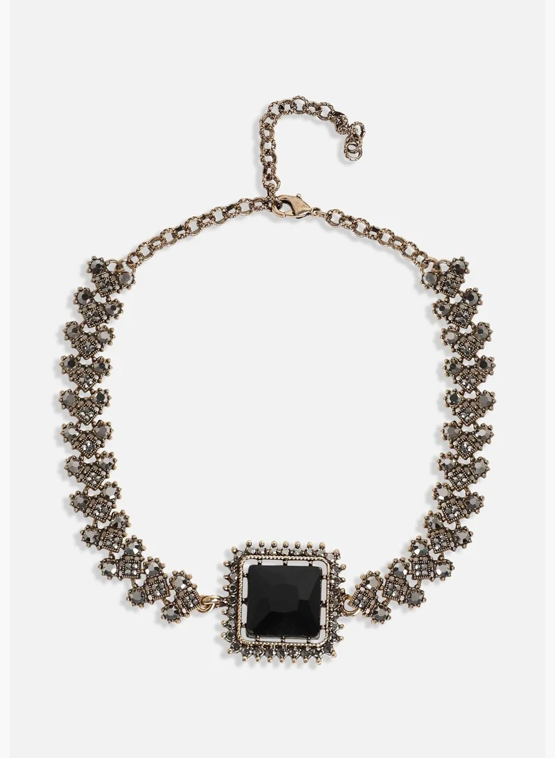 SOHI Gold Plated Designer Stone Party Wear Necklace and Earring Set For Women