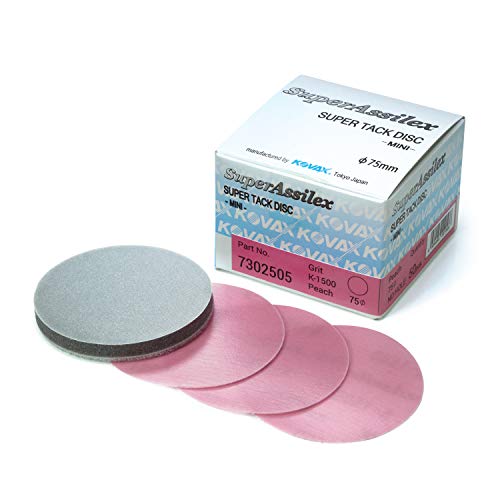 Eagle Abrasives Super Assilex Flexible 3 inch Sanding Discs, PEACH K-1500, Hook & Loop, 730-2505, 50 Discs + Interface Pad - Image 1