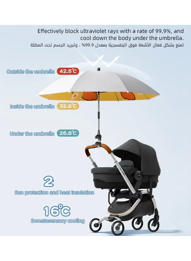 HOOKOR Baby Stroller Umbrella, Baby Pram Parasol with Adjustable Clamp, Stroller Sunshade, Infant Buggy Sun-Proof Umbrella, UPF 50, Universal UV Parasol Sun (Yellow) - Image 4