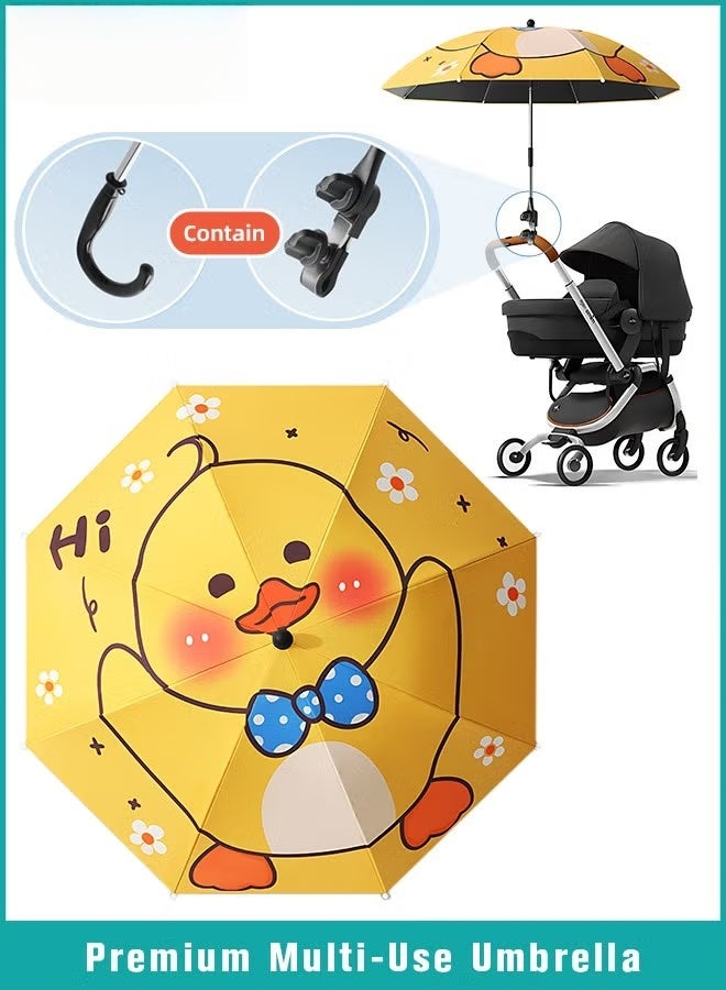 HOOKOR Baby Stroller Umbrella, Baby Pram Parasol with Adjustable Clamp, Stroller Sunshade, Infant Buggy Sun-Proof Umbrella, UPF 50, Universal UV Parasol Sun (Yellow) - Image 1