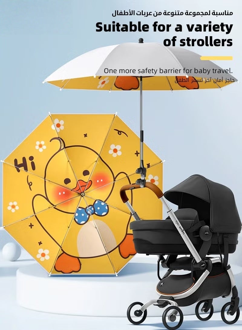 HOOKOR Baby Stroller Umbrella, Baby Pram Parasol with Adjustable Clamp, Stroller Sunshade, Infant Buggy Sun-Proof Umbrella, UPF 50, Universal UV Parasol Sun (Yellow) - Image 3