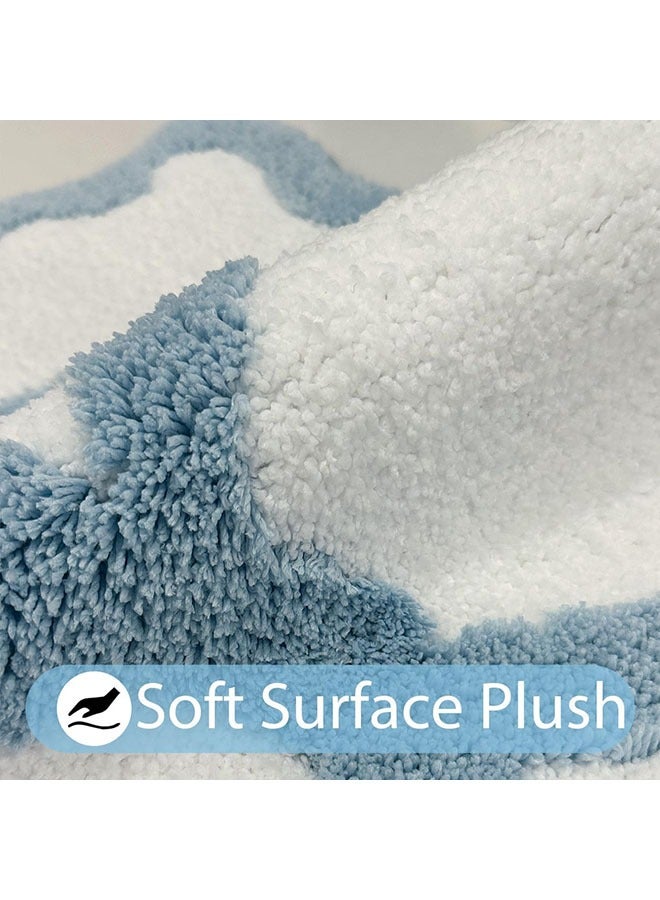 يلا جوي Scalloped قوس حمام حصيرة,غير انزلاق كوكيت قوس السجاد,البوليستر الجمالية Scallop السجاد Preppy غرفة ديكور ميكروفايبر امتصاص حمام السجاد للحمام حوض الاستحمام دش غرفة النوم (أزرق، 50X80cm) - Image 5