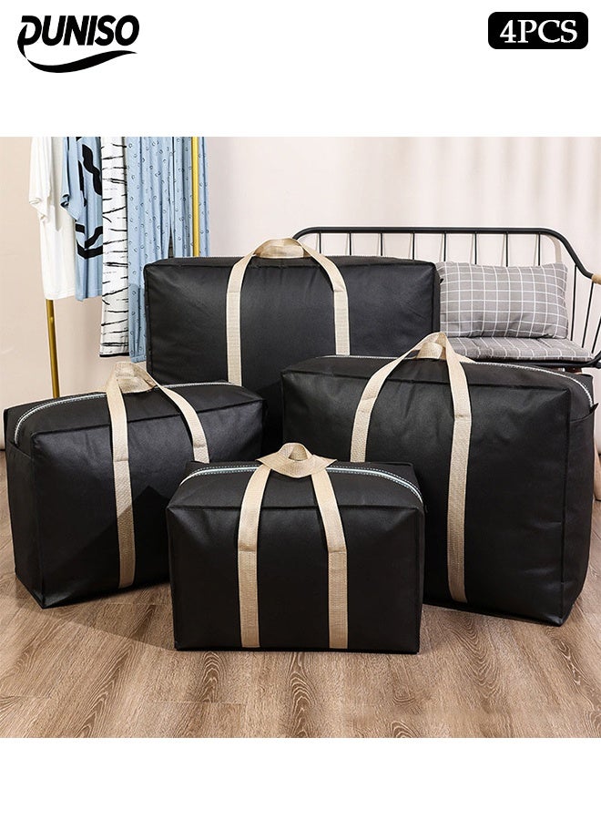 DUNISO 4 Pack Moving Storage Bag with Zipper, Large Capacity Multipurpose Clothes Organizing Storage Bag with Strong Handles, Folding Blanket Storage Bag for Bedroom Closet, Wardrobe, Dormitory, Cargo Carrying, Quilt Storage(4 Different Sizes) - Image 1