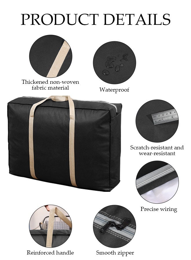 DUNISO 4 Pack Moving Storage Bag with Zipper, Large Capacity Multipurpose Clothes Organizing Storage Bag with Strong Handles, Folding Blanket Storage Bag for Bedroom Closet, Wardrobe, Dormitory, Cargo Carrying, Quilt Storage(4 Different Sizes) - Image 3