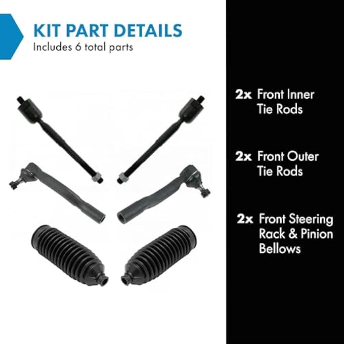 تي آر كيو قضيب ربط أمامي داخلي خارجي مع أغطية جانبية يسار ويمين، 6 قطع لسيارة تويوتا كامري سولارا لكزس Es330 - Image 3