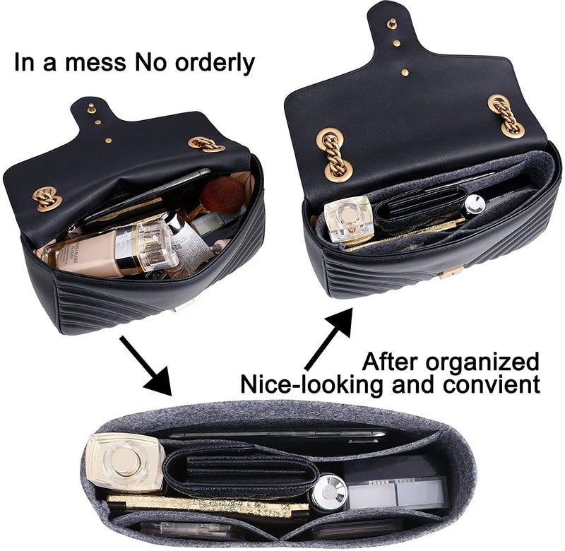 GREENSHEEP Women Felt Purse Organizer Cosmetics Insert For Crossbody,Sling,Bags(Grey) (9X2X4.3) (Size - Small) - Image 5