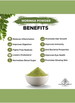 HERITAGE HARVEST 180gm (6.35oz) Premium Moringa Leaves Powder | Pure Quality Nutrition Drink | Natural Superfood for Weight Loss & Wellness  - Image 3