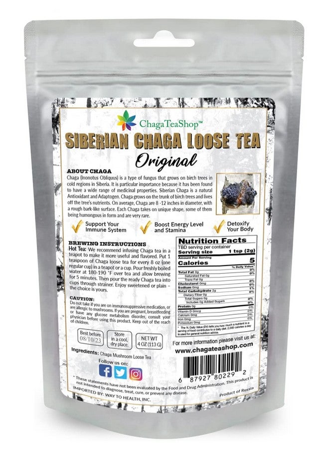 ChagaTeaShop شاي تشاجا السيبيري السائب 4 أوقية (113 جرام) خالي من الكافيين معزز طبيعي لجهاز المناعة وشفاء الجسم (أصلي) - Image 2