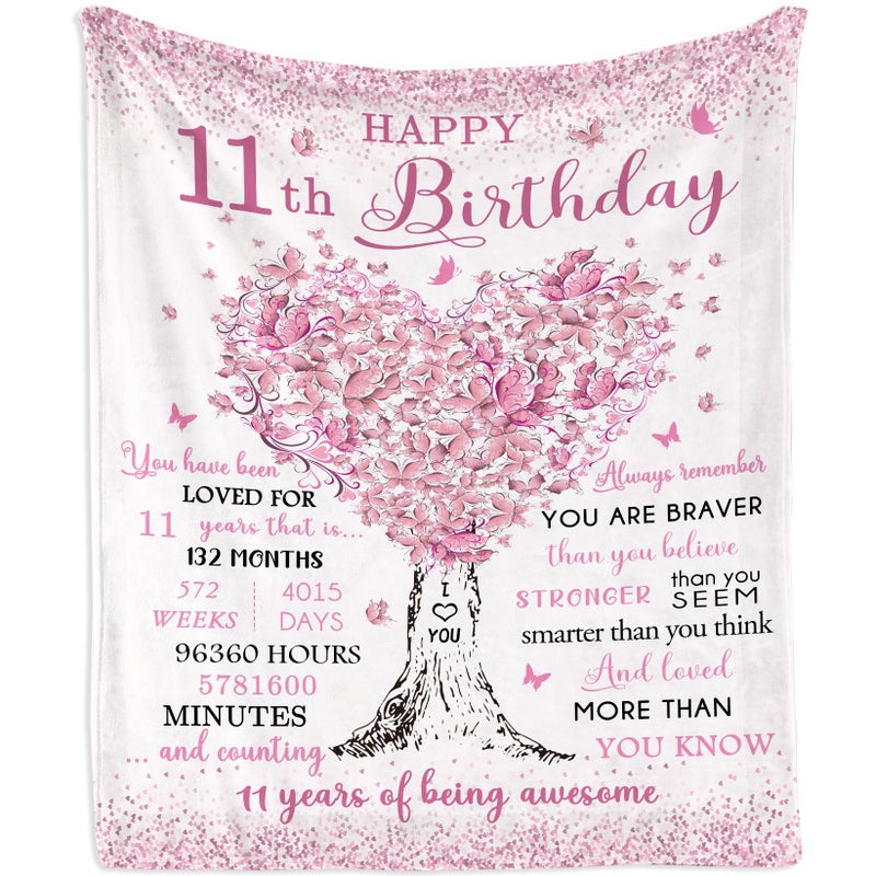 Mubpean Gifts for 11 Year Old Girls Blanket 60""X50""  Birthday Gifts for 11 Year Old Girls  11 Year Old Girl Birthday Gifts  11 Year Old Girl Gifts Ideas  Gift for 11 Year Old Girl  11th Birthday Gifts - Image 1