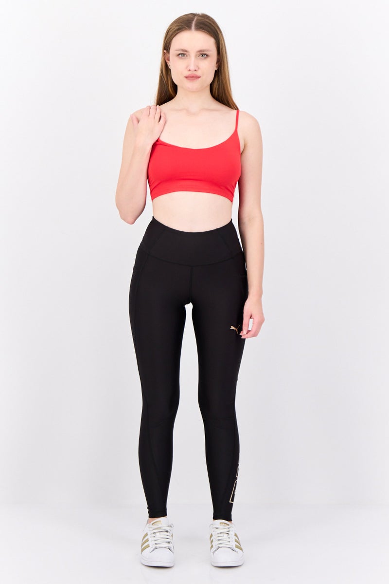 Women Sportswear Fit Brand Logo Training Legging, Black