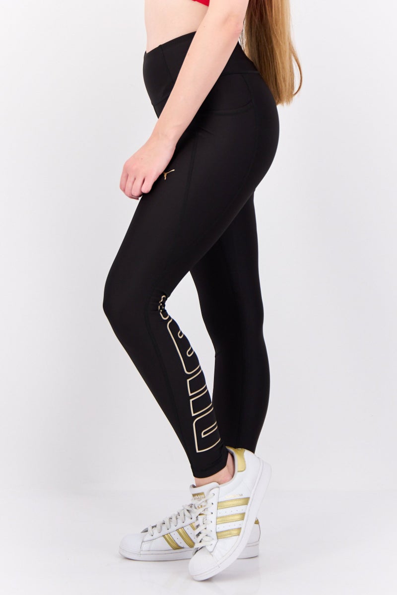 Women Sportswear Fit Brand Logo Training Legging, Black