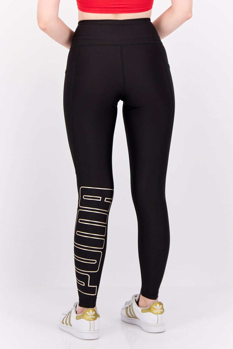 Women Sportswear Fit Brand Logo Training Legging, Black