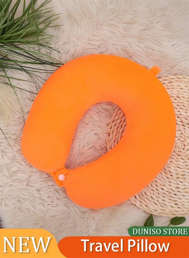 إسكدنيا Travel Pillow,Neck Pillow for Traveling U Shaped Memory Foam Orange Portable Headrest Sleep Airplane Travel Neck Pillow for Flight,Car u0026 Home,Office (Orange） - Image 1