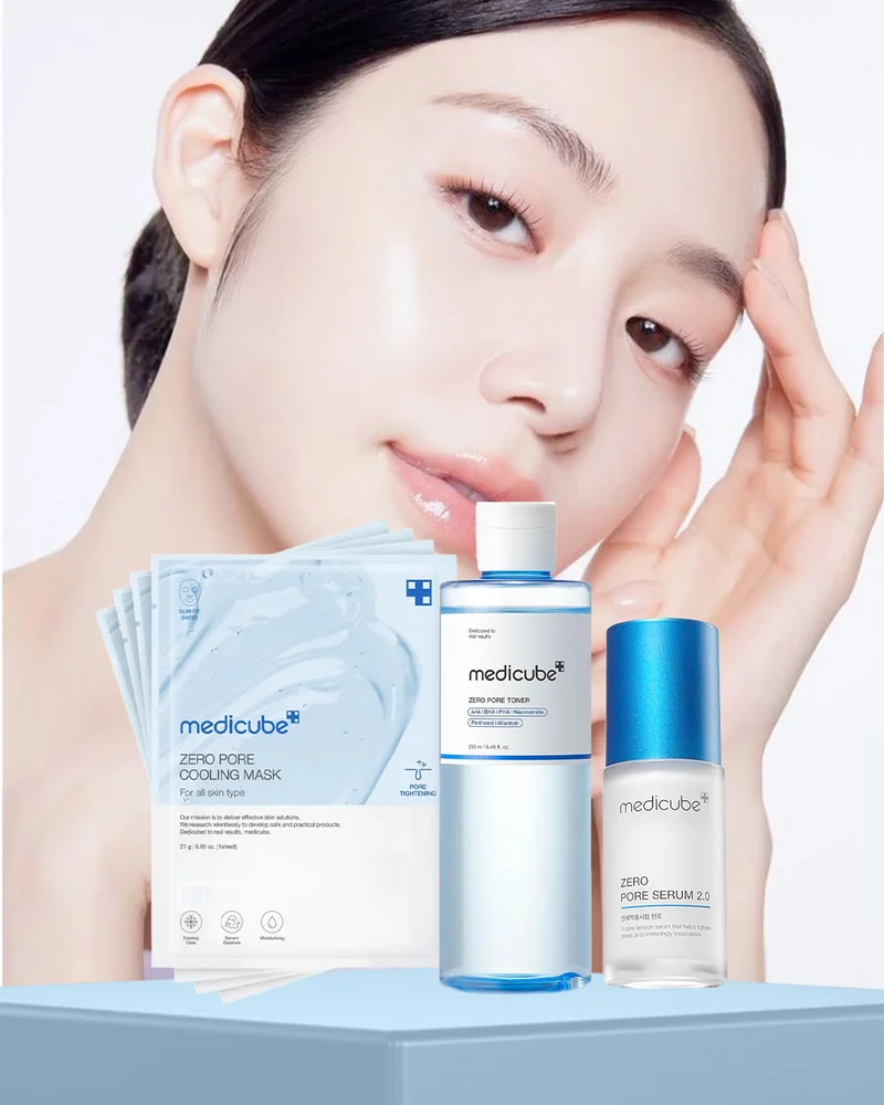 ميديكيوب Medicube COS Zero Pore Cleanse Kit – Toner, Serum & Mask – Purifying & Pore Control Set