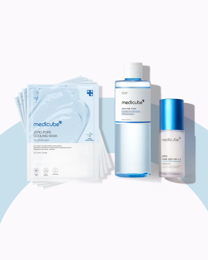 ميديكيوب Medicube COS Zero Pore Cleanse Kit – Toner, Serum & Mask – Purifying & Pore Control Set