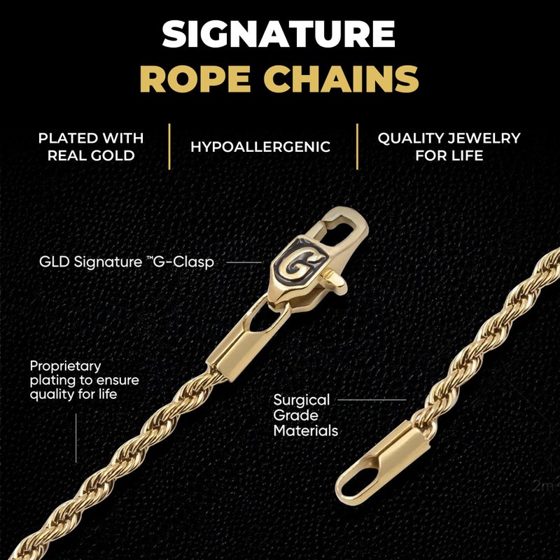 GLD Rope Chain Necklace â€“ 4MM, 20", 18K Gold-Plated Yellow Gold â€“ Snatch-Proof Clasp, Sweat-Proof, Fade-Resistant â€“ Lifetime Quality, Designed in Miami - Image 3