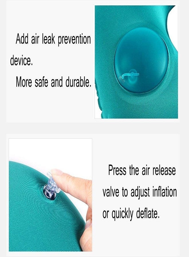 Packcy Silk Travel Backpack Neck Pillow | Manual Press Automatic Inflatable U-Shaped Pillow | Soft & Lightweight Neck Support for Flight, Car, Train & Office | 15.74 x 11.02 Inch (Blue) - Image 5