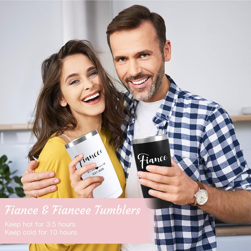 Frerdui Engagement Gifts for Couples, Engagement Gifts for Newly Engaged Couples, Cool Wine Engaged Tumbler Gift Set, Fiance Fiancee Gifts for Him and Her Girlfriend Boyfriend, Newlywed Wedding Gifts - Image 2