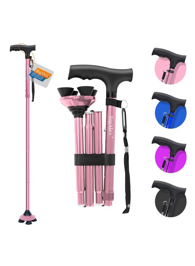 BigAlex Folding Walking Cane for Elderly Adjustable & Portable Walking Stick for Seniors,Pivoting Quad Base,Lightweight,Collapsible with Carrying Bag for Men/Woman - Image 1