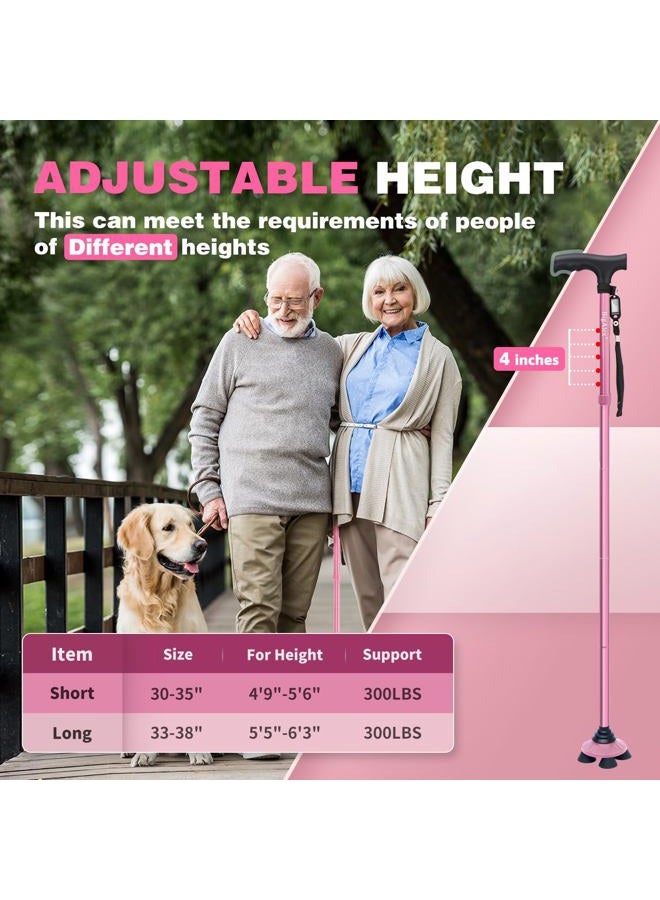 BigAlex Folding Walking Cane for Elderly Adjustable & Portable Walking Stick for Seniors,Pivoting Quad Base,Lightweight,Collapsible with Carrying Bag for Men/Woman - Image 4