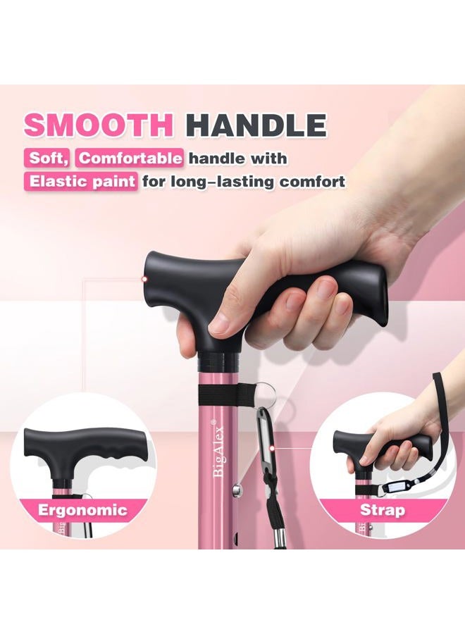 BigAlex Folding Walking Cane for Elderly Adjustable & Portable Walking Stick for Seniors,Pivoting Quad Base,Lightweight,Collapsible with Carrying Bag for Men/Woman - Image 2
