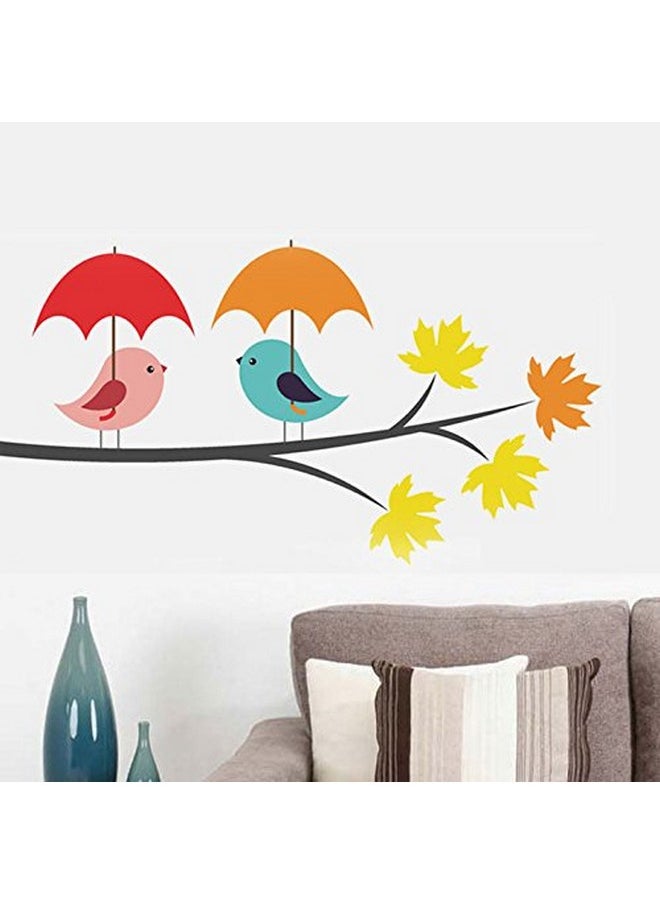 Decals Design Decals Design 'Birds Under Umbrella' Wall Sticker (PVC Vinyl, 25 cm x 70 cm)  - Image 1