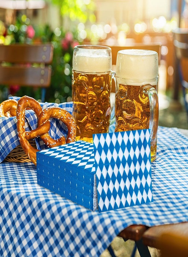 Whaline 200Pcs Oktoberfest Napkin Blue White Plaids Luncheon Napkin Disposable Paper Napkins for Oktoberfest Festival Party Supplies Table Decor - Image 4