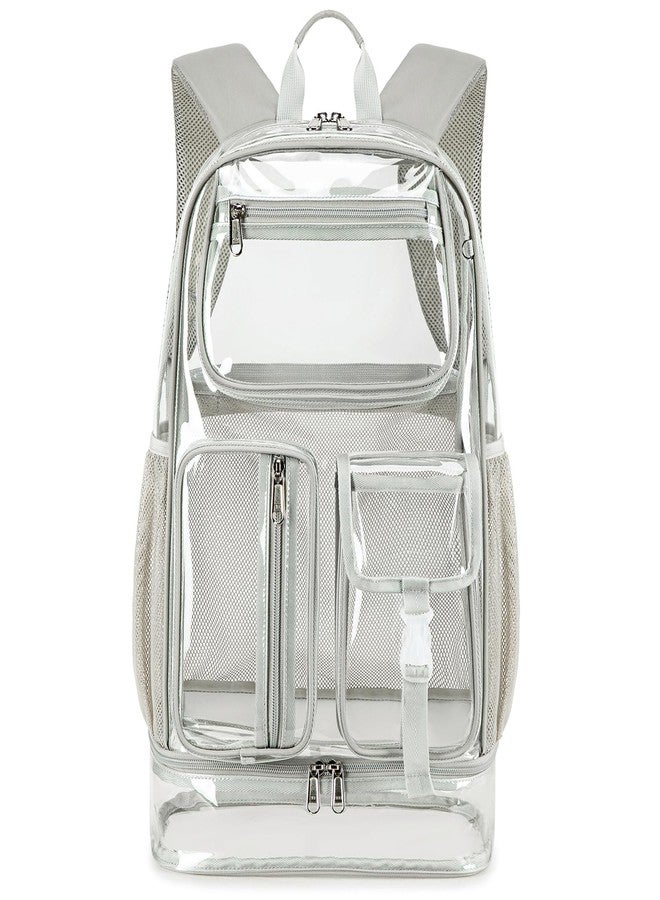 Cusangel Heavy Duty Clear Backpack,16.5 x12 x5inch TPU Large Capacity See Through Backpack for Sport Events,Travel, Upgrad Grey-xl, Large, See Through Backpack - Image 1