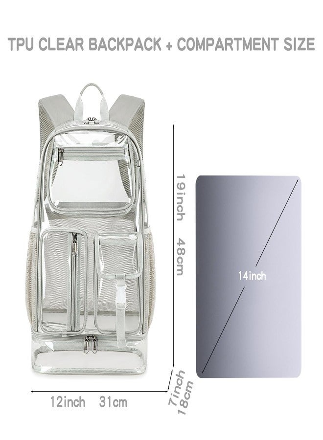 Cusangel Heavy Duty Clear Backpack,16.5 x12 x5inch TPU Large Capacity See Through Backpack for Sport Events,Travel, Upgrad Grey-xl, Large, See Through Backpack - Image 4