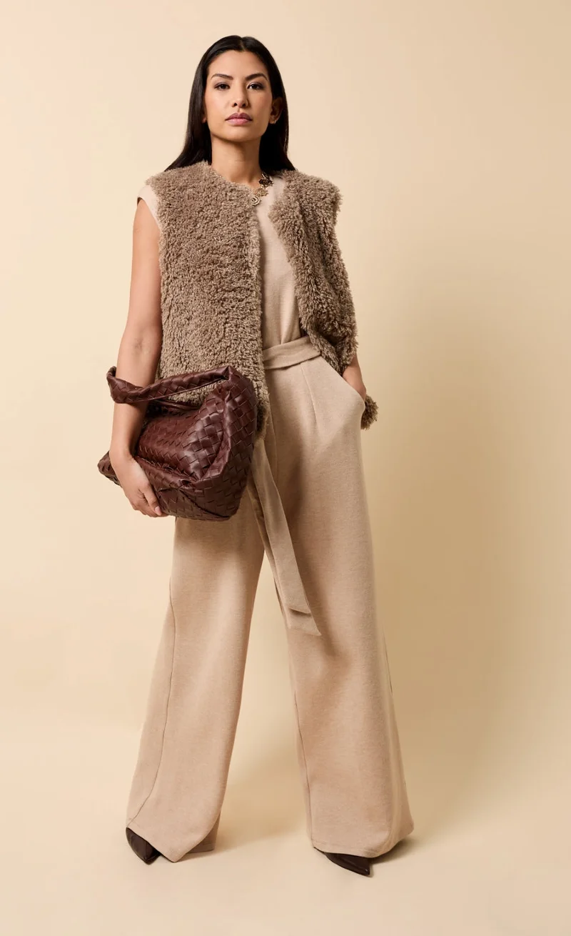 Taupe Faux Fur Waistcoat