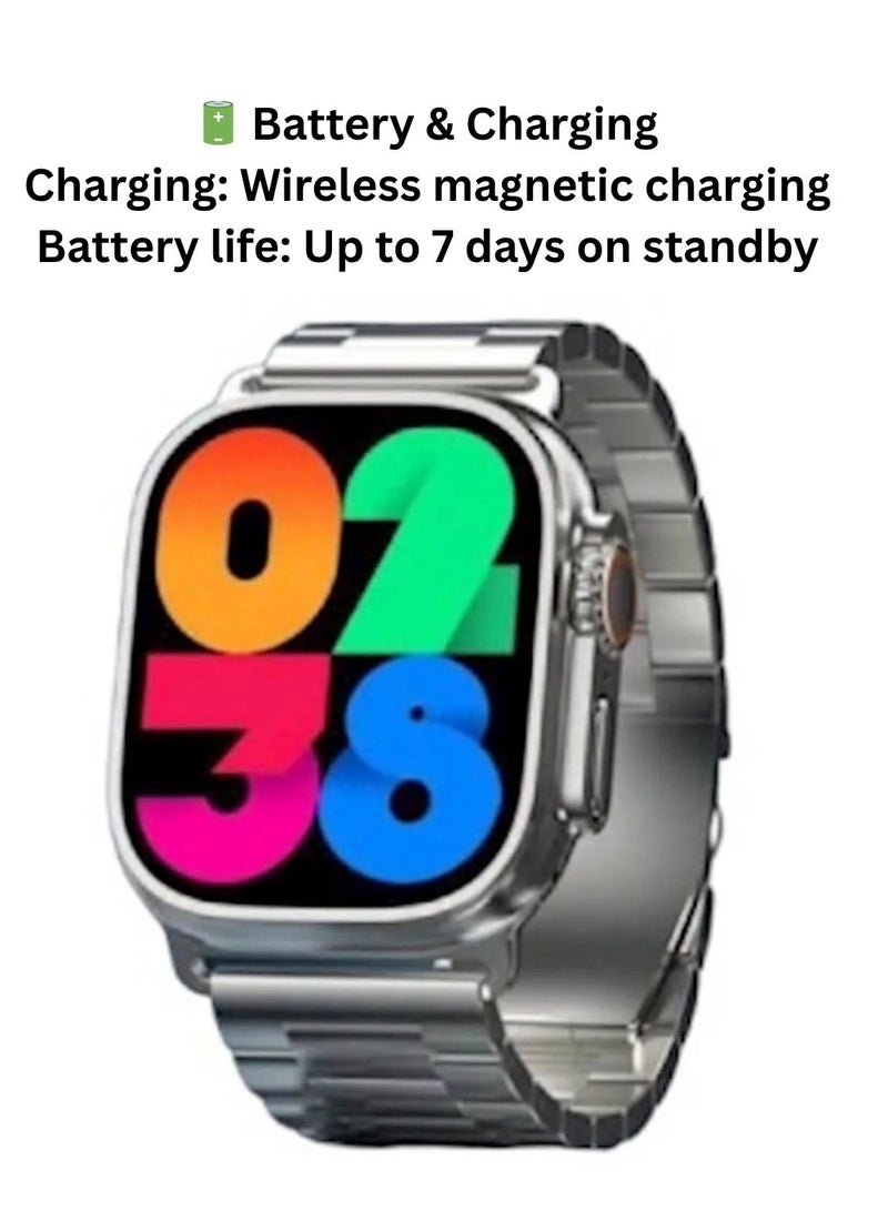 Modio U91 Max 2.3" AMOLED Smartwatch Silver with 4 Interchangeable Straps – Fitness Tracker, Heart Rate & SpO₂ Monitor, Android & iOS Compatible - Image 2