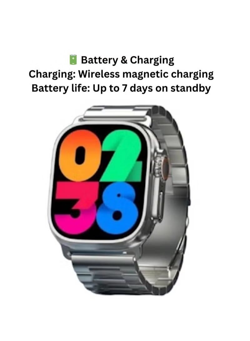 Modio U91 Max 2.3" AMOLED Smartwatch Silver with 4 Interchangeable Straps – Fitness Tracker, Heart Rate & SpO₂ Monitor, Android & iOS Compatible - Image 3