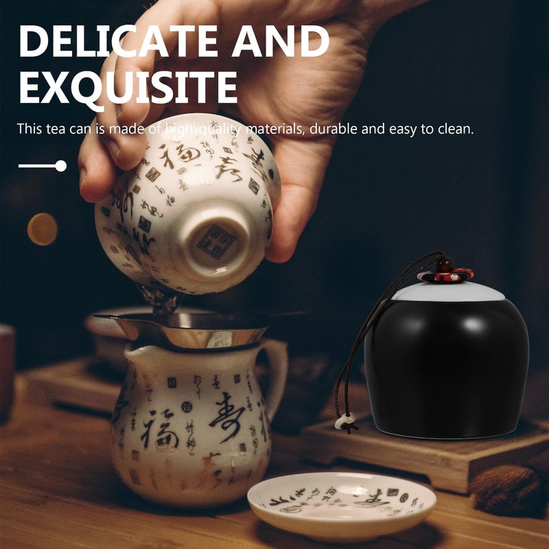 Matte Black Ceramic Tea Storage Canister With Seal Lid For Loose Leaf Tea - Image 5