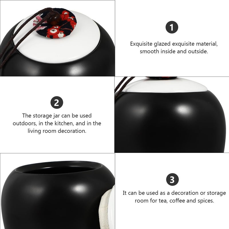 Matte Black Ceramic Tea Storage Canister With Seal Lid For Loose Leaf Tea - Image 4