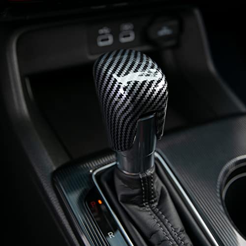 Thenice غطاء مقبض نقل الحركة Thenice لنقل الحركة الأوتوماتيكي CVT تغيير عصا الديكور متوافق مع هوندا سيفيك 2022-2025، CRV/HR-V 2023-2025، أكورد 2018-2025 - حبيبات ألياف الكربون - Image 1