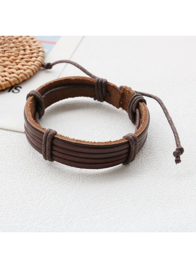 Goolsky Unisex Retro Braided Cowhide Bracelet - Minimalist Personalized Couples' Wristband - Image 1