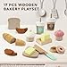 Frogprin 17 PCS Wooden Bakery Toy Food Playset for Kids Pretend Picnic Play Food for Toddlers 3 Play Kitchen Accessories with Shopping Bag Cutting Food Toys Gift for Girls Boys and Girls - Image 4