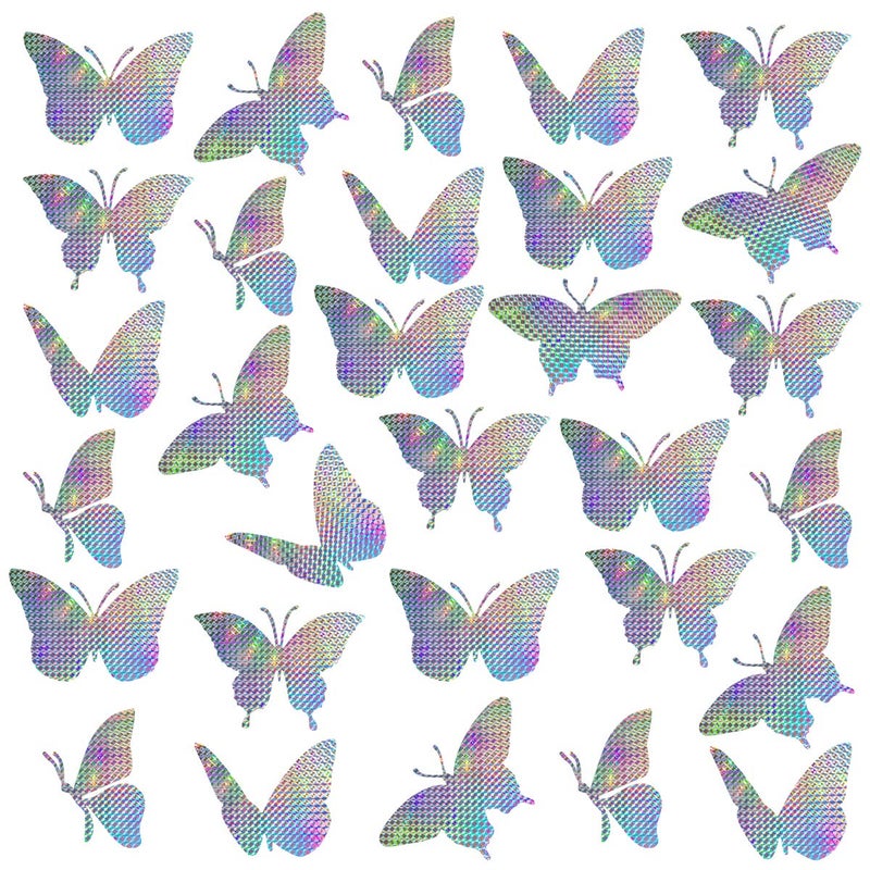 30 Pieces Anti Collision Window Stickers for Birds Glass Window Decals Clings for Bird Strikes Stop Birds from Hitting Windows ButterflyStyle