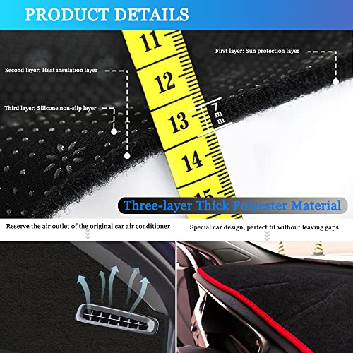 YOFAMO Car Dashboard Cover Custom Compatible with Toyota Corolla 2007 2008 2009 2010 2011 2012 2013 Anti-Skid Dashboard Mat Center Console Protector Cover Mat Sunshield Cover Mat(Red Edge) - Image 5
