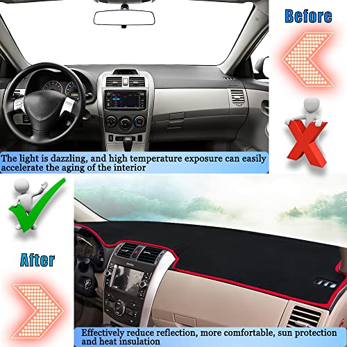 YOFAMO Car Dashboard Cover Custom Compatible with Toyota Corolla 2007 2008 2009 2010 2011 2012 2013 Anti-Skid Dashboard Mat Center Console Protector Cover Mat Sunshield Cover Mat(Red Edge) - Image 4