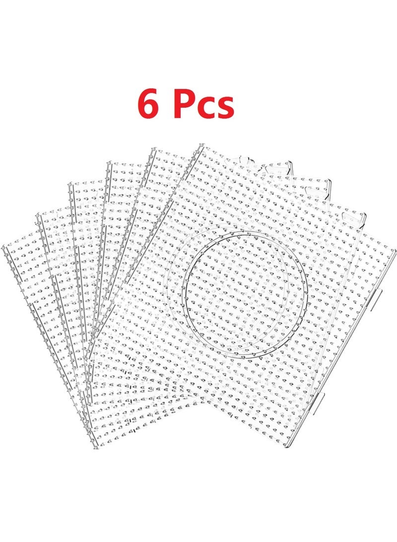 Bukela 6PCS Large Clear Square Fuse Beads Pegboards, 5mm Hama Beads Plastic Pegboard Set, DIY Handcraft Art Craft Boards for Kids Adults Creative Activities - Image 1